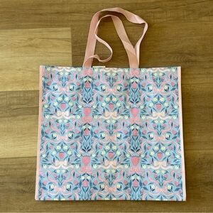 Strawberry bow print reusable tote bag